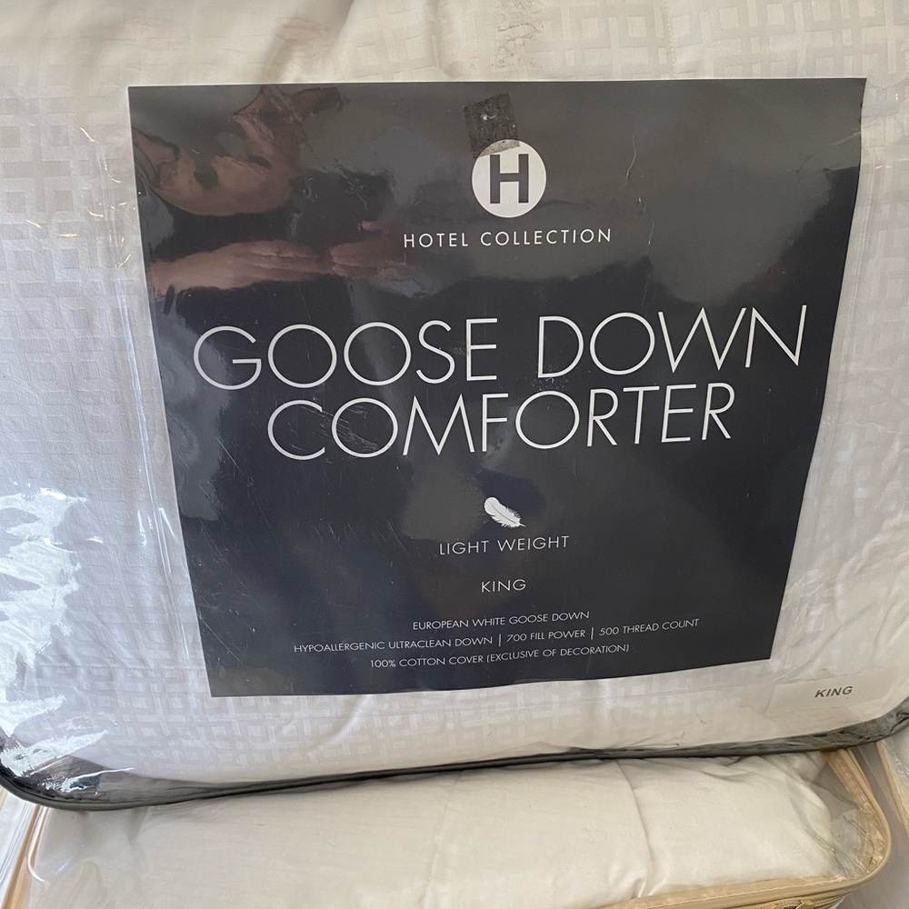 - Hotel Collection Goose down comforter size…good condition